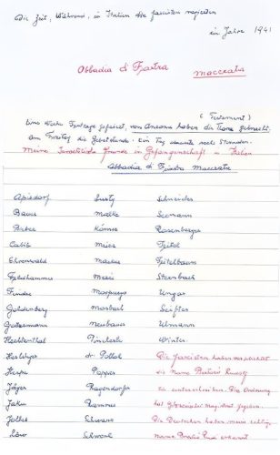 Lista di internati redatta da Rudolf Bratuž